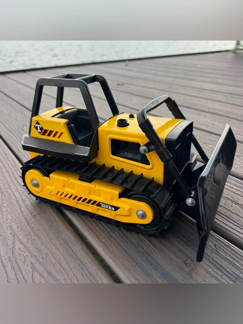 Vintage Tonka Bulldozer Dozer Track Loader Yellow Black Construction Toy 390-2